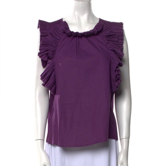 Sea New York Purple Ruffled Sleeveless Blouse - Picture 1 of 7